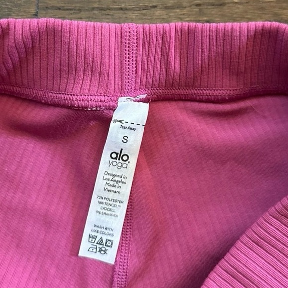 ALO Blissful 7/8 Ribbed Leggings High-Waist Pink Small EUC - Picture 8 of 8